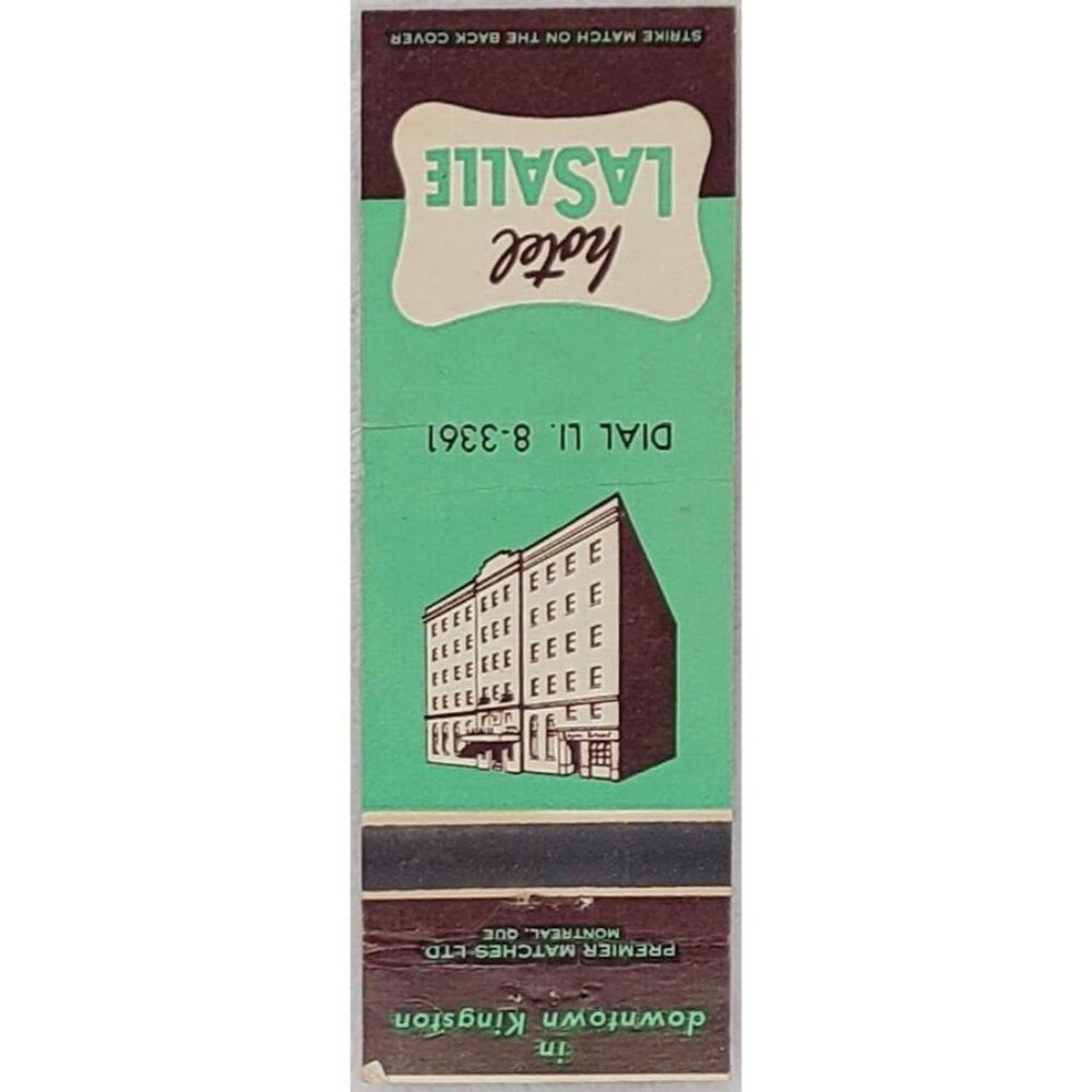 Matchbook Cover Hotel LaSalle Kingston Ontario Canada